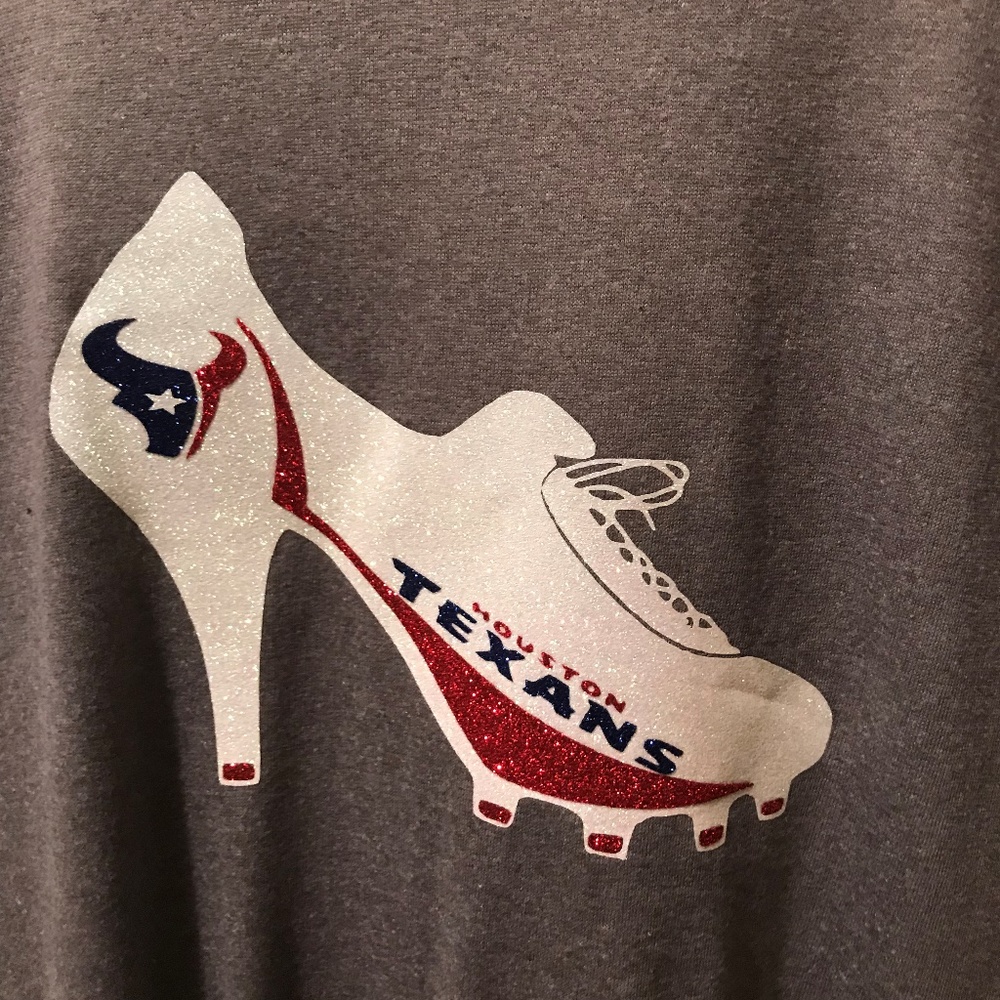 Gray Houston Texans High Heel Cleet T-Shirt S - Picture 3 of 3
